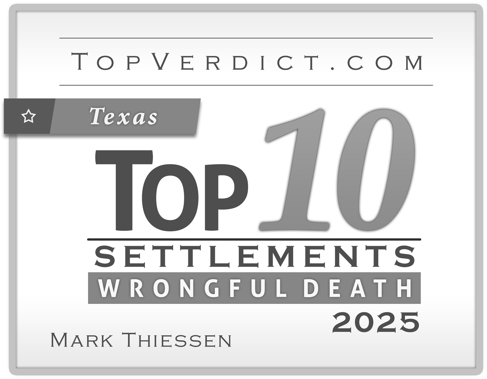 TopVerdict.com Texas Top 10 Settlements Wrongful Death 2025